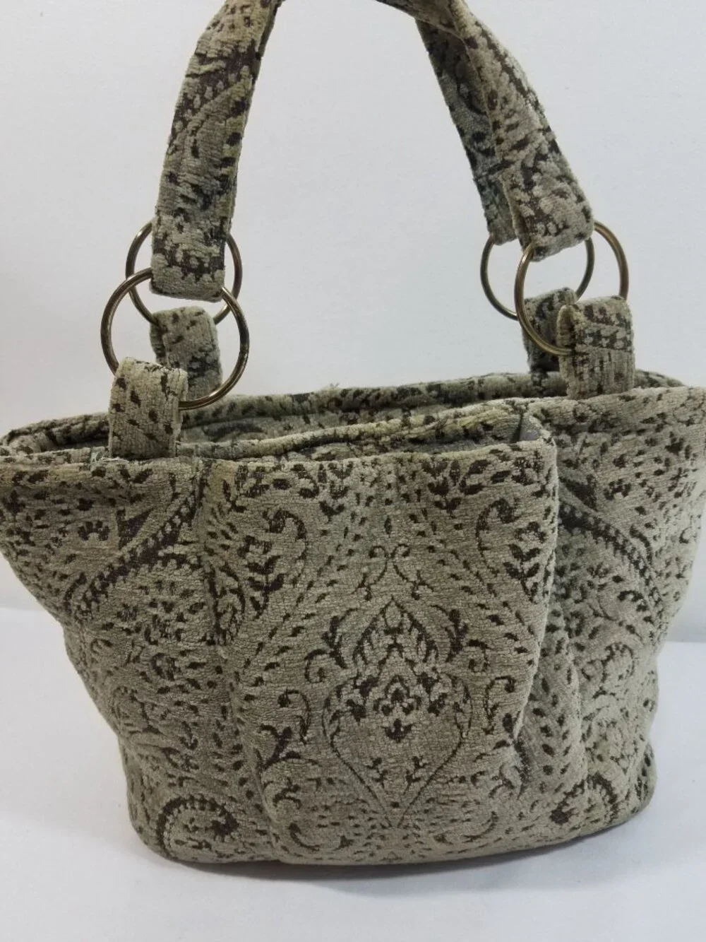Custom Made Olive Green Carpet Bag Shoulder Purse Handbag One of a Kind